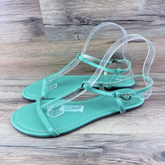 L.L.Bean T strap simple classic flat sandal kelly green womens size 7M L… - Picture 1 of 5